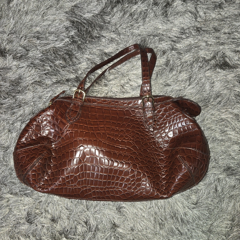 Vintage 90s Chocolate Croc Shoulder Bag By Tiannl